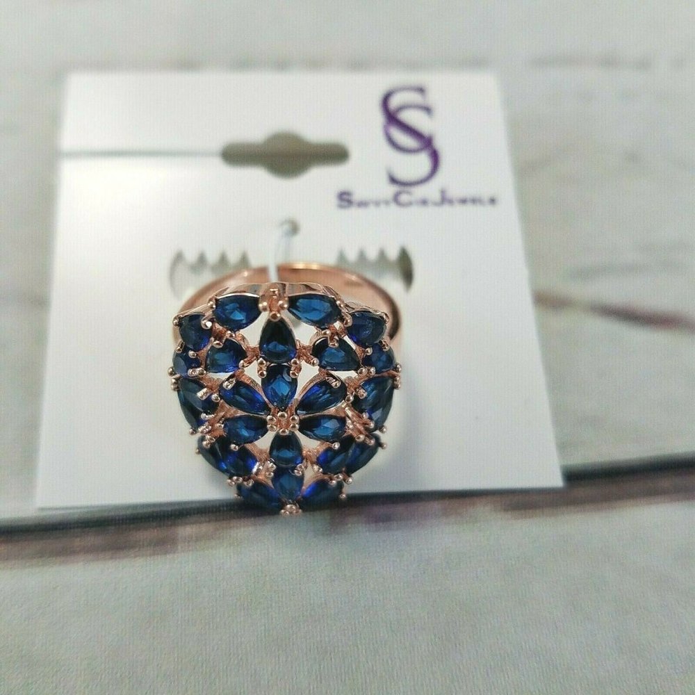 Savvy Cie Rose Gold Vermeil Lab Created Sapphire Ring Size 9